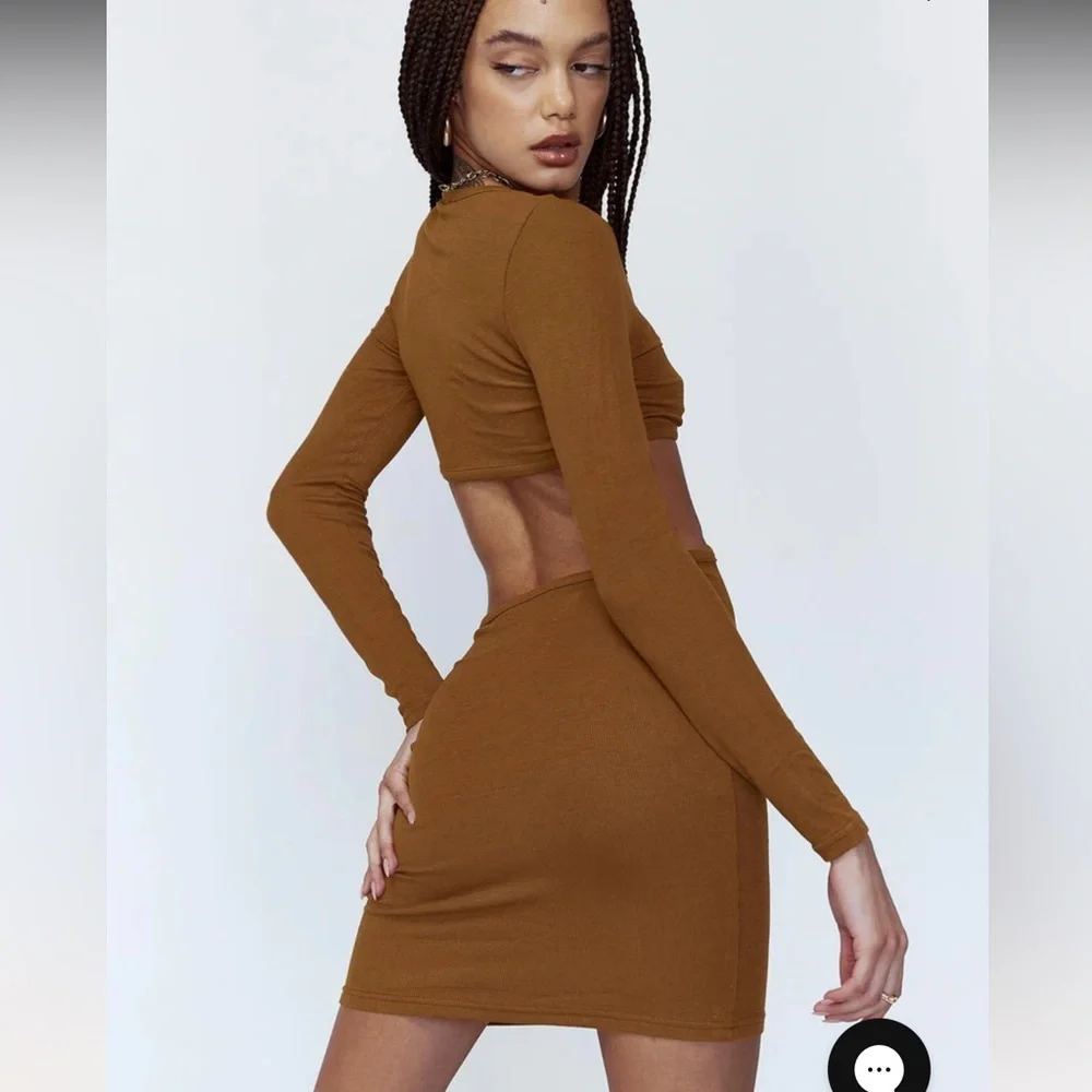 NWT Princess Polly Sabella Mini Dress Brown 4 - Picture 4 of 8